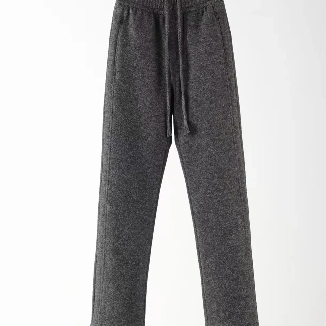 厂家直销加厚保暖显瘦毛呢棉羊毛三星安心绒全鹅绒直筒裤羽绒裤