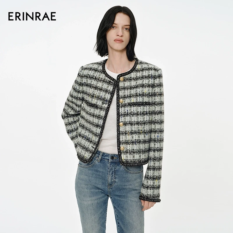 ERINRAE25春季绿格纹花呢短外套 EH144018PL97
