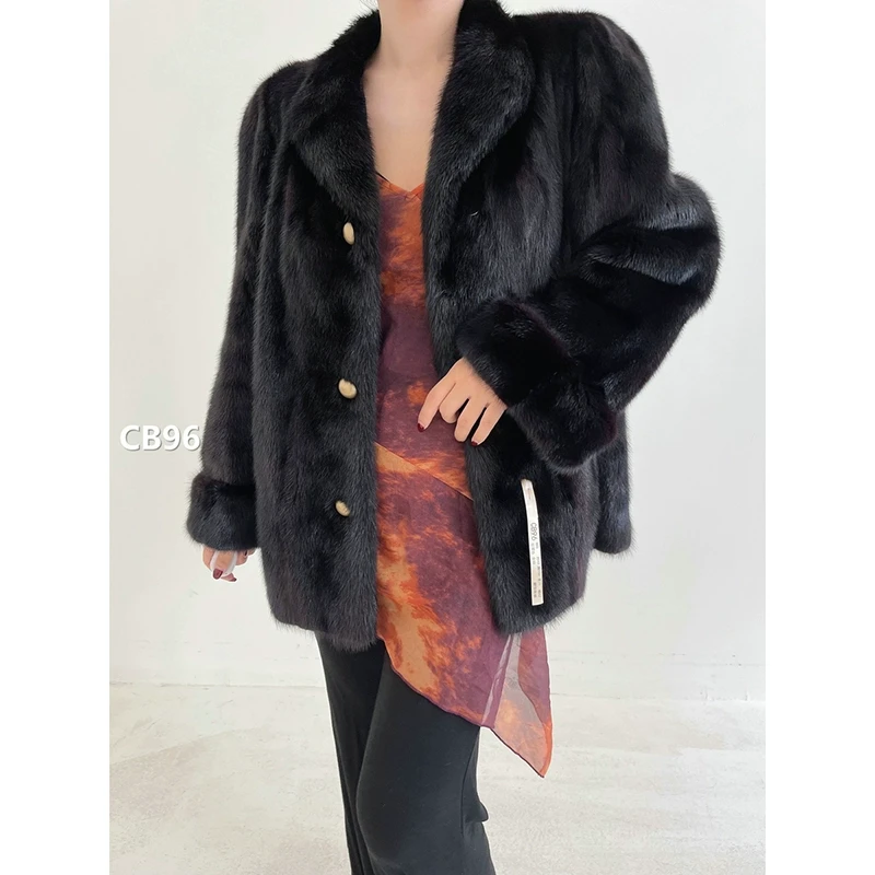 XXXX【CB96】M码 红黑色全抽貂皮外套水貂（肩43胸104衣71袖62）