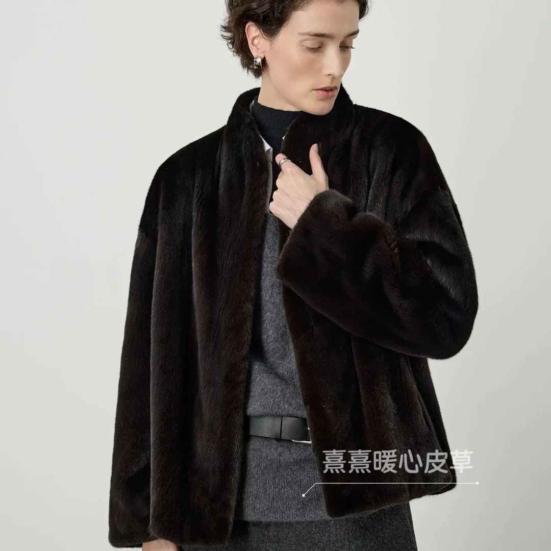 2025新款进口宝嘉美整貂V领短款年轻女士冬季皮草外套