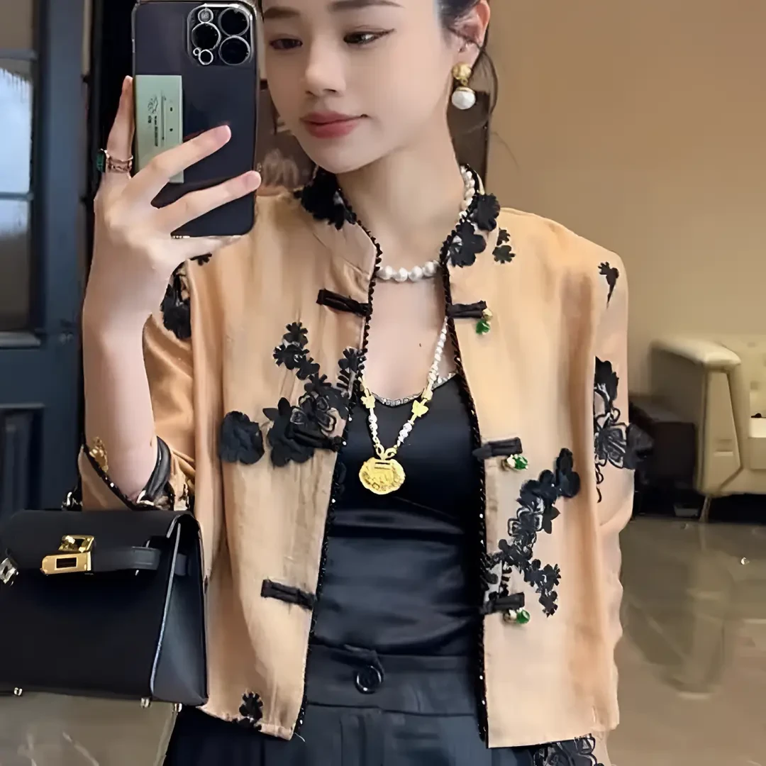 【海棠花开】新款新中式重工显瘦气质夏季轻奢国风防晒上衣复古
