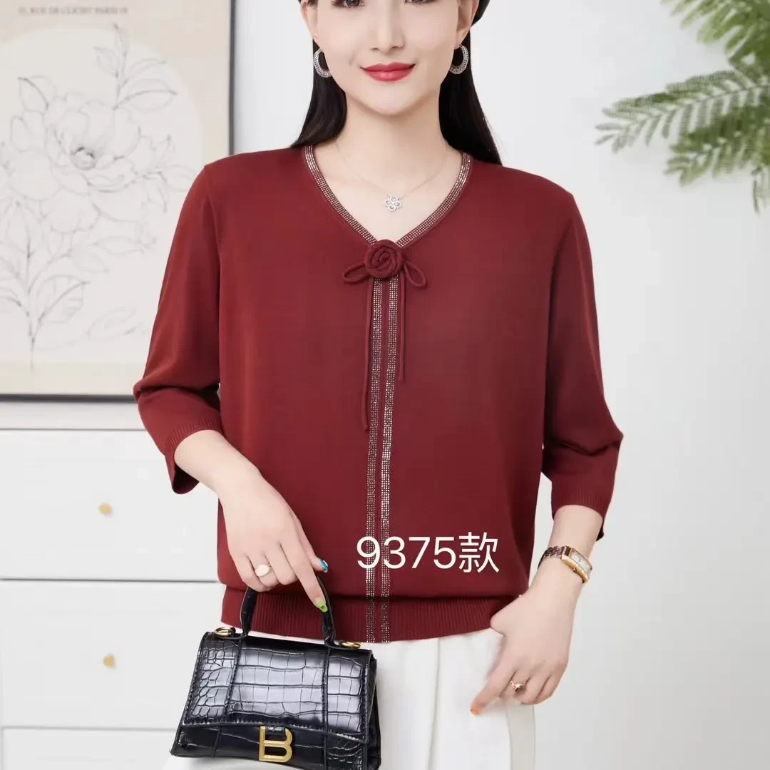 秋季烫钻女针织衫打底衫气质毛针织衫9375