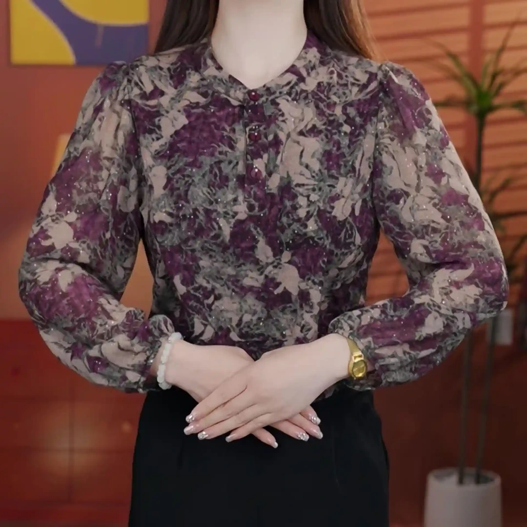 夏季季外穿薄款碎花冰丝衬衫九分袖胖mm大码宽松遮肉雪纺防晒小衫