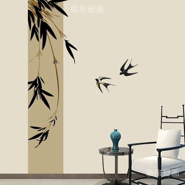 现代中式意境竹子墙布客厅电视背景墙纸壁布书房茶室环保定制壁画