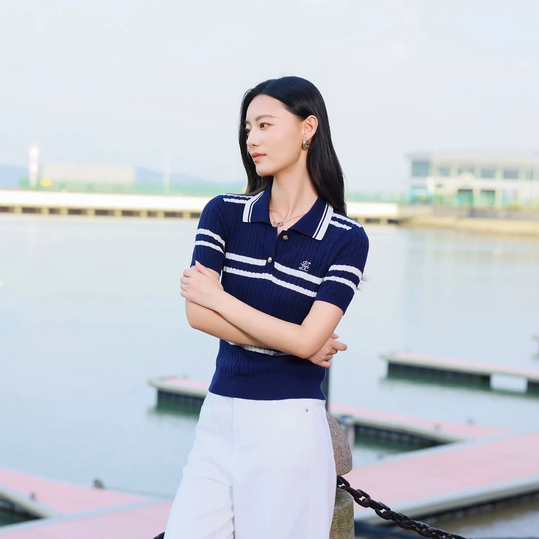 朵以2025夏季新女显瘦百搭短袖上衣套头POLO衫40DX530130原259