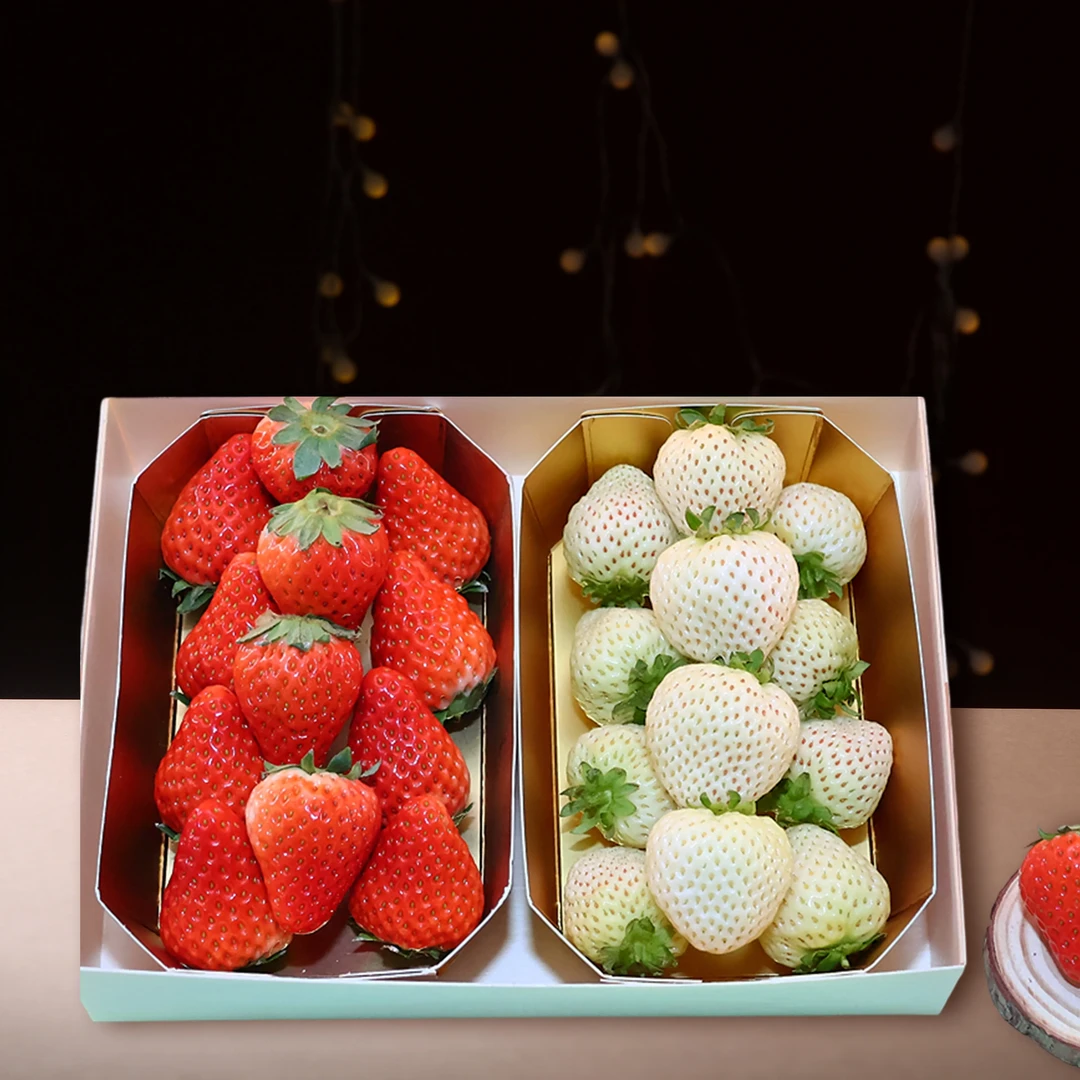 【心意双拼礼盒】红颜草莓+淡雪草莓礼盒 带盒约600g