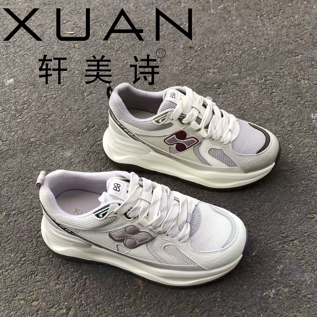 513-60081春季新款女2025潮流时尚轻便拼色百搭圆头休闲鞋