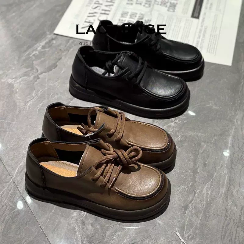 老敏哥甄选 春季圆头系带松糕鞋休闲百搭女鞋 W90-1188