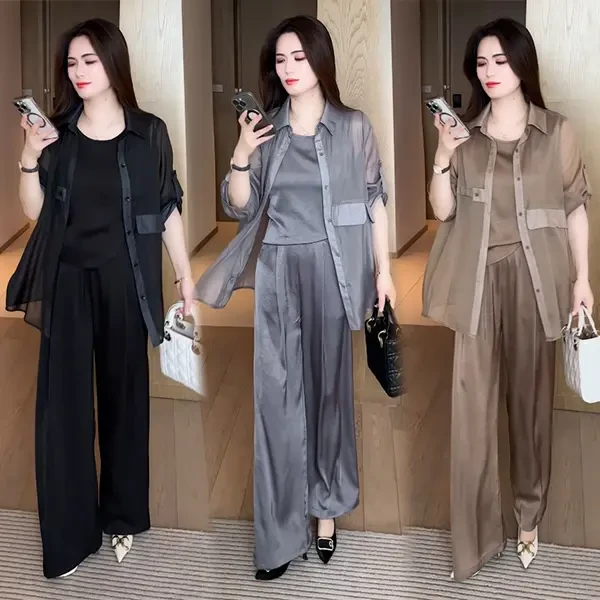 2025夏季新款不挑人防晒减龄三件套穿搭气质休闲显瘦贵妇千金套装