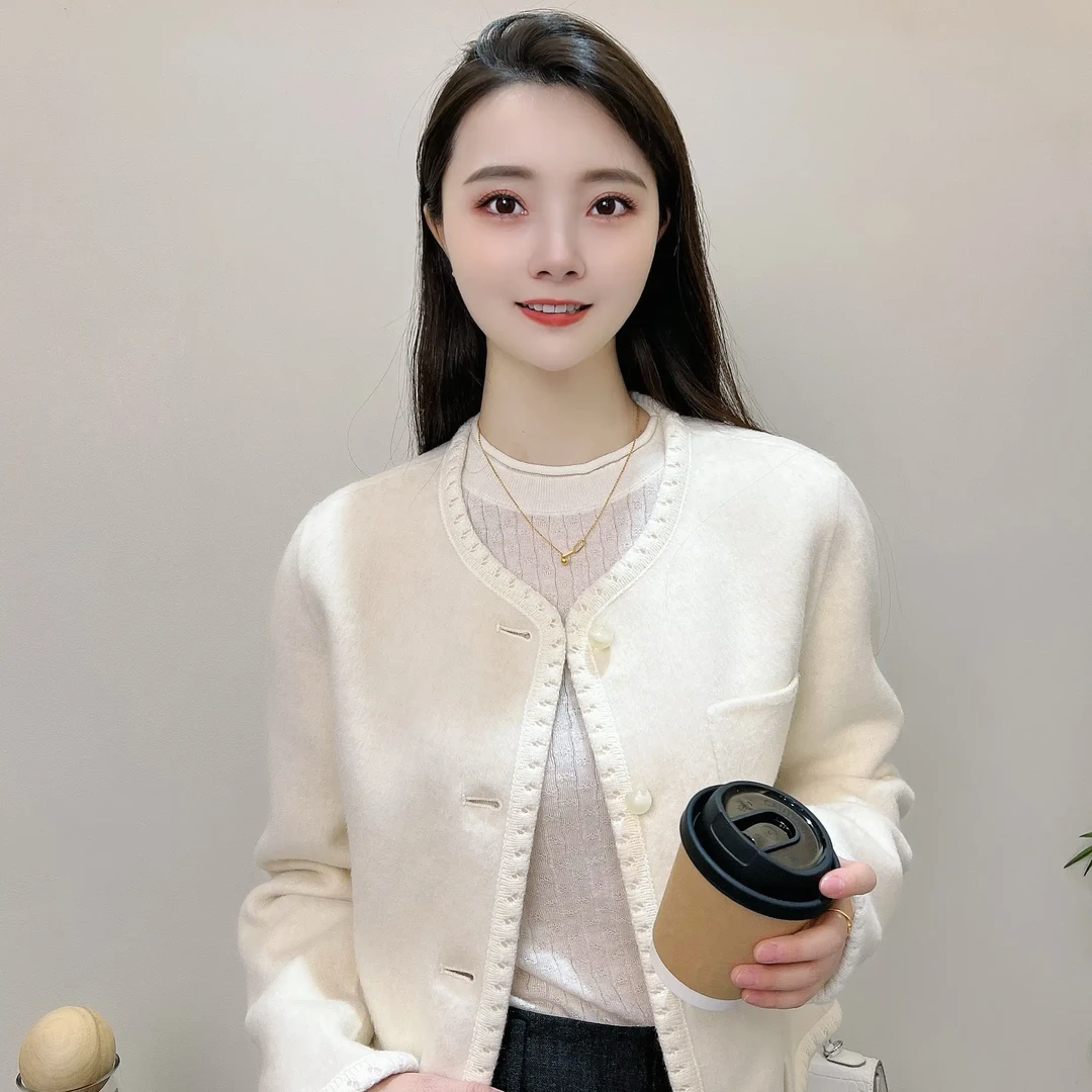 小香风双面呢短款毛呢外套秋冬新款轻奢