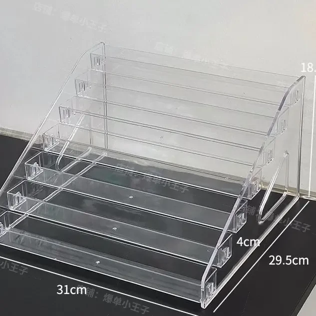 桌面展示板吧唧周边立牌收纳盒透明亚克力多层阶梯展示架谷子徽章