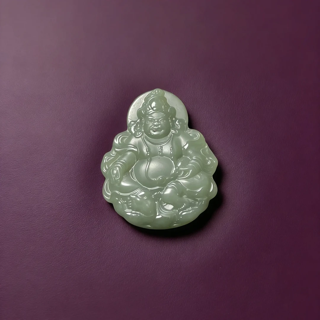 青黄口黄财神双面雕刻男女款配链可送礼物百搭气质时尚