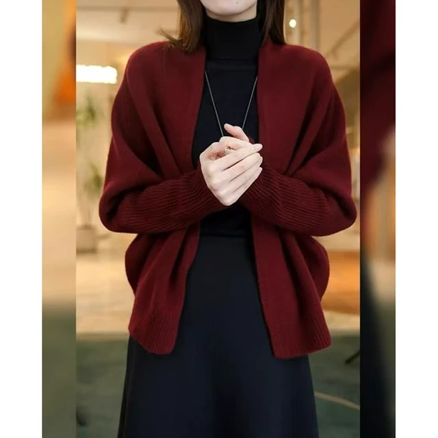 红色高级感洋气针织开衫大码女装胖MM百搭减龄外套小众时尚毛衣潮