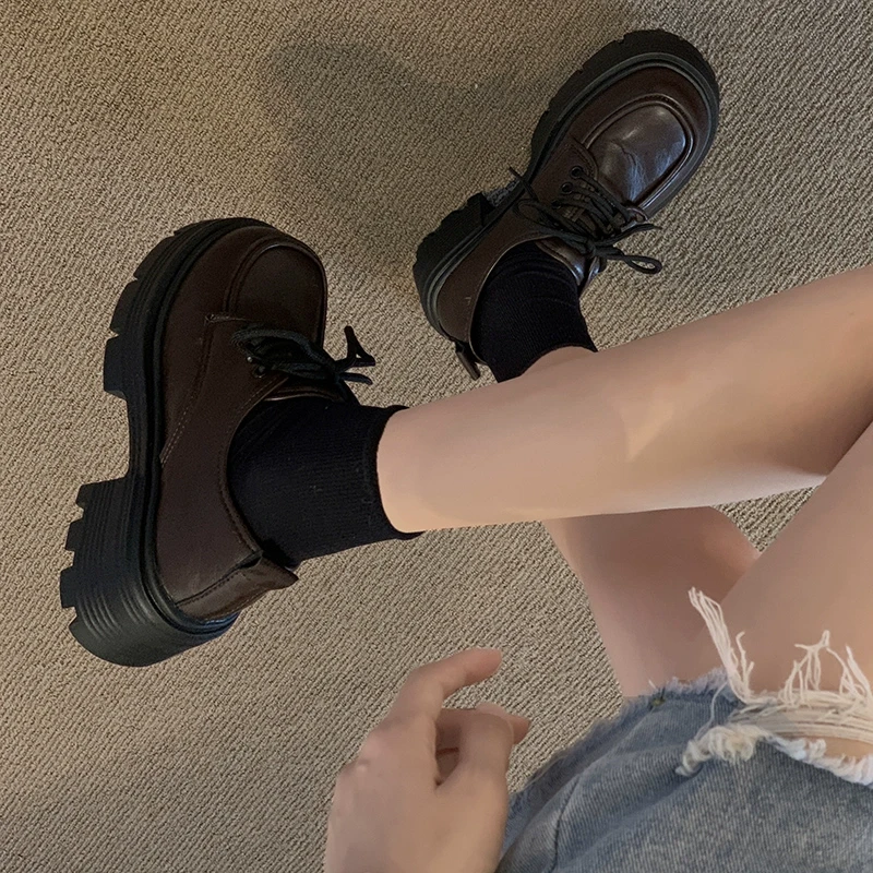 贾不假小皮鞋女2025年秋季新款乐福鞋复古英伦风厚底增高休闲单鞋
