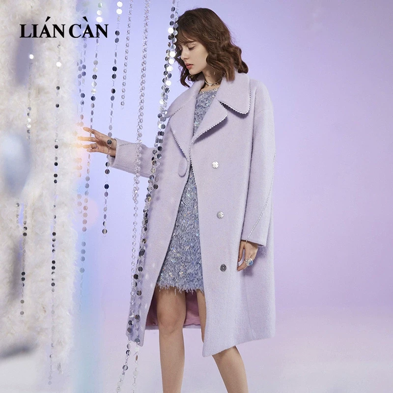 莲灿2025冬季新商场同款波西米亚风翻领绣花长款大衣71AN463003