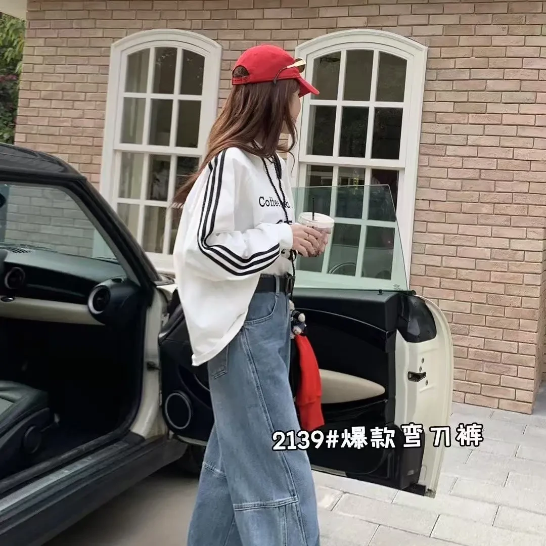 常规款宽松型长袖圆领街头风T恤高腰减龄小个子百搭时尚大码