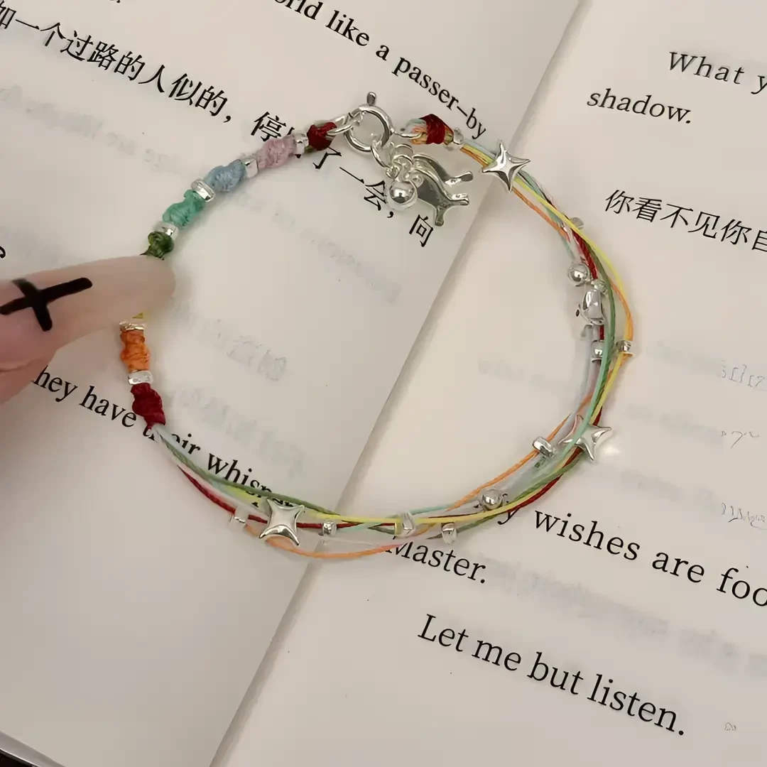 【吖比】diy小鱼彩虹手链编织五彩绳星星制作材料包