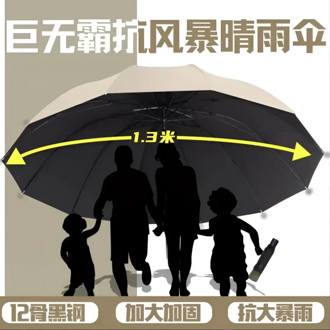 【十二骨超大号130cm】折叠防爆晴雨两用12骨加大加固三四人遮阳伞