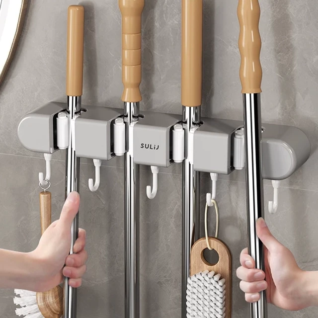 拖把壁挂夹扫把拖布挂钩免打孔拖把夹架神器卫生间收纳置物架卡扣