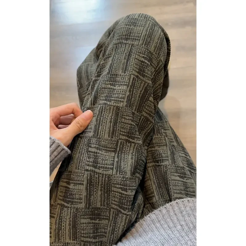 扎染条纹格子裤男秋冬美式vintage阔腿裤潮牌灯芯绒加厚休闲长裤