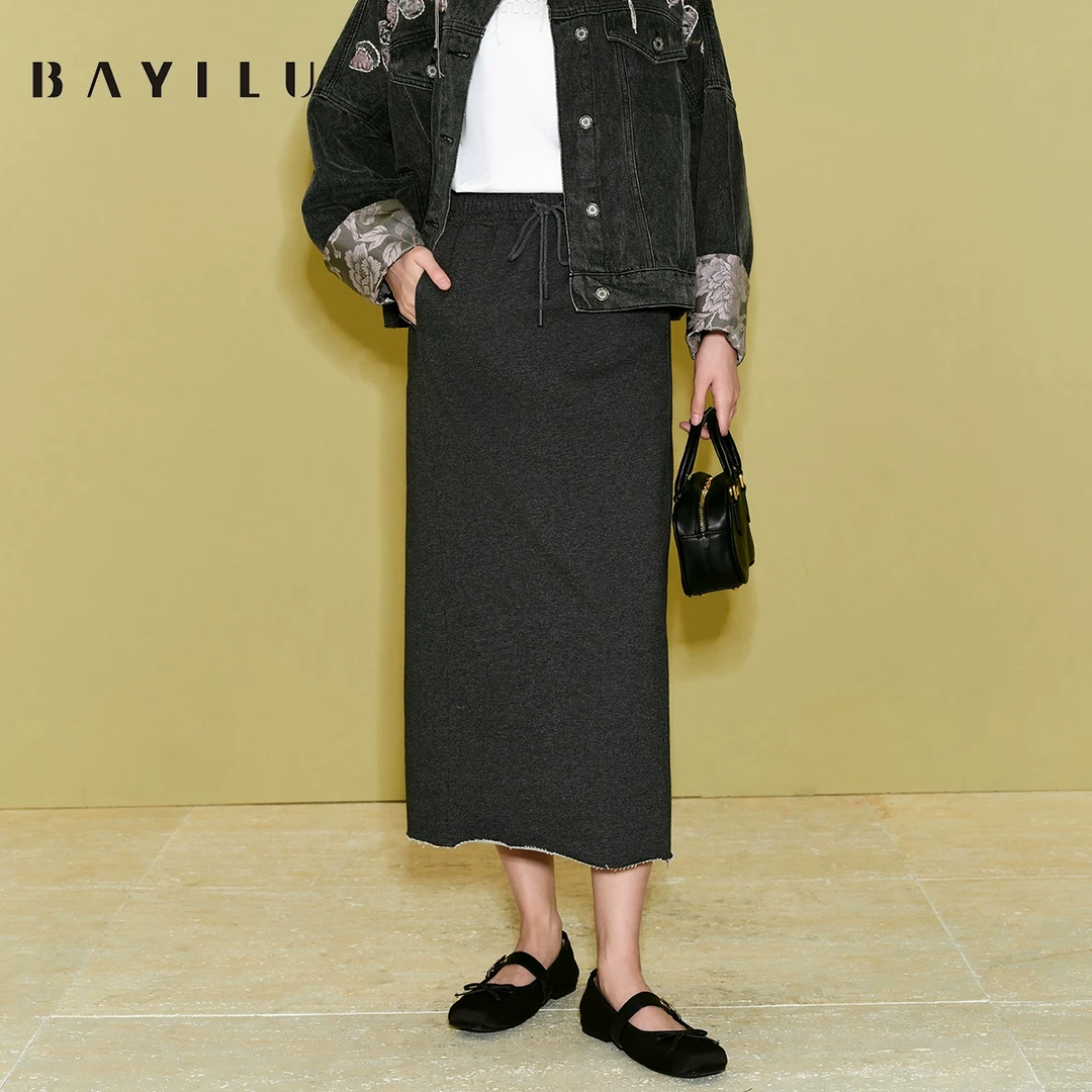 【今喜】芭依璐2025春季半身裙女直筒裙百搭针织裙子91Q3019