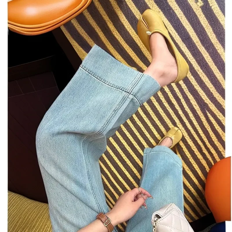 直筒牛仔裤女2025新款秋装爆款高腰宽松显瘦小个子九分阔腿裤子