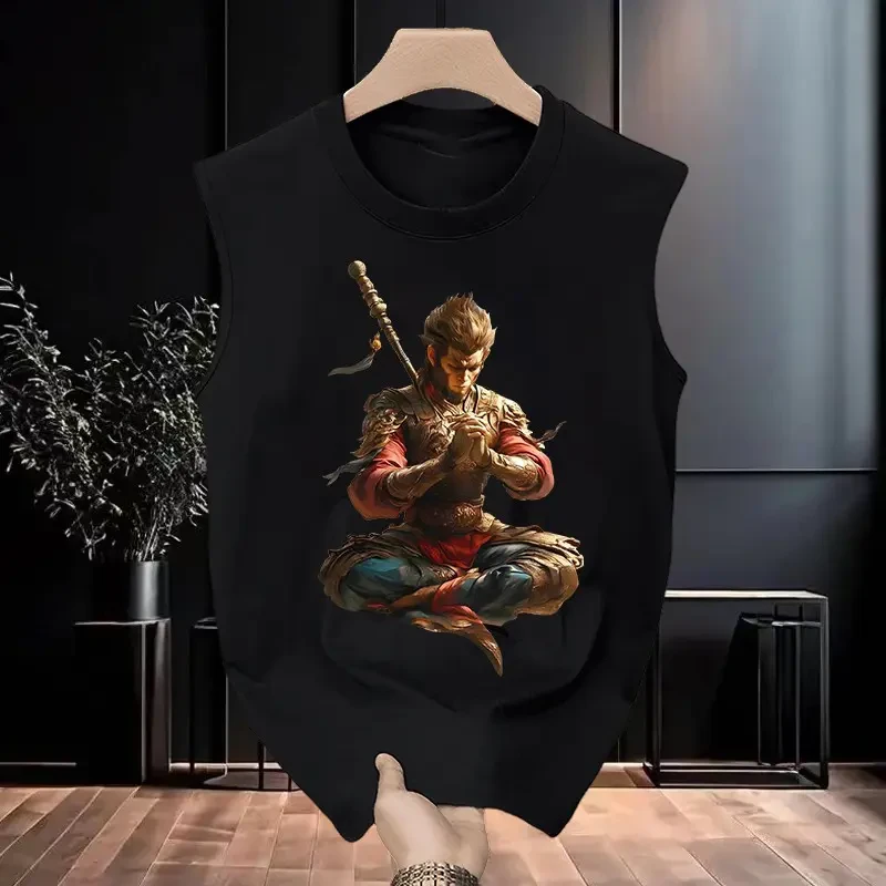 夏季新款美式无袖T恤男背心宽松潮牌ins坎肩运动休闲篮球上衣