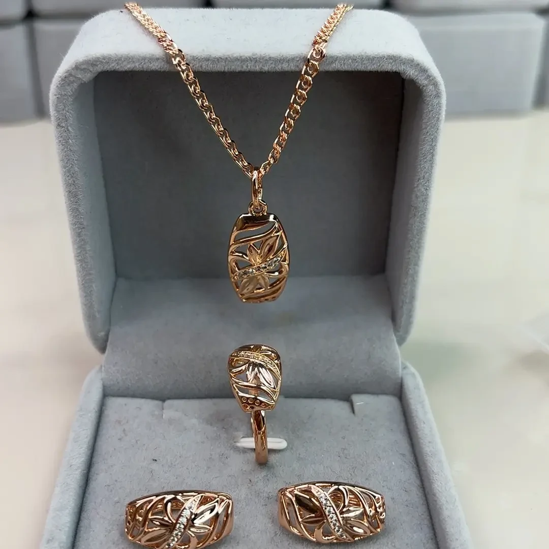 铜合金锆石耳饰 铜合金耳饰 镀585红金不掉色欧美素款