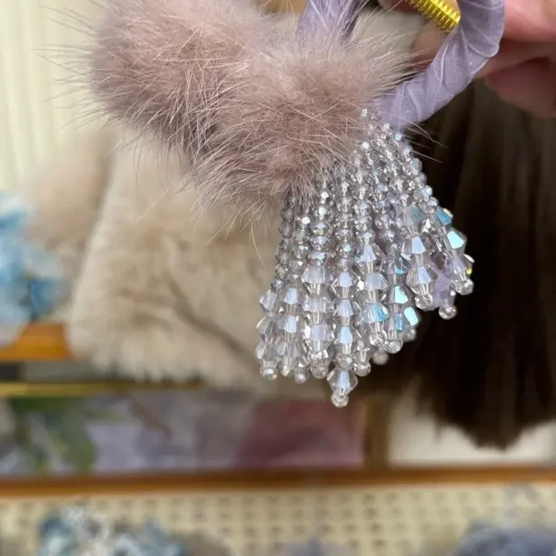 女8公分水晶流苏发夹手工配饰头饰