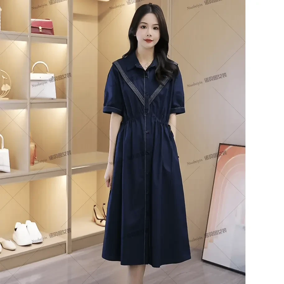 nuobeiyin/诺贝因夏季高腰抽绳显瘦休闲气质连衣裙TSS00631231105