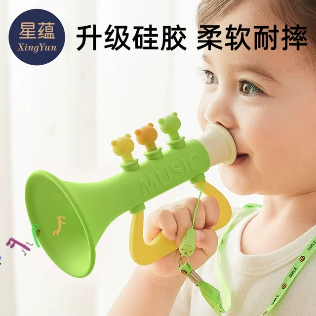 硅胶小喇叭儿童玩具婴儿宝宝吹吹乐吹响乐器吹嗽叭口琴可吹口哨子