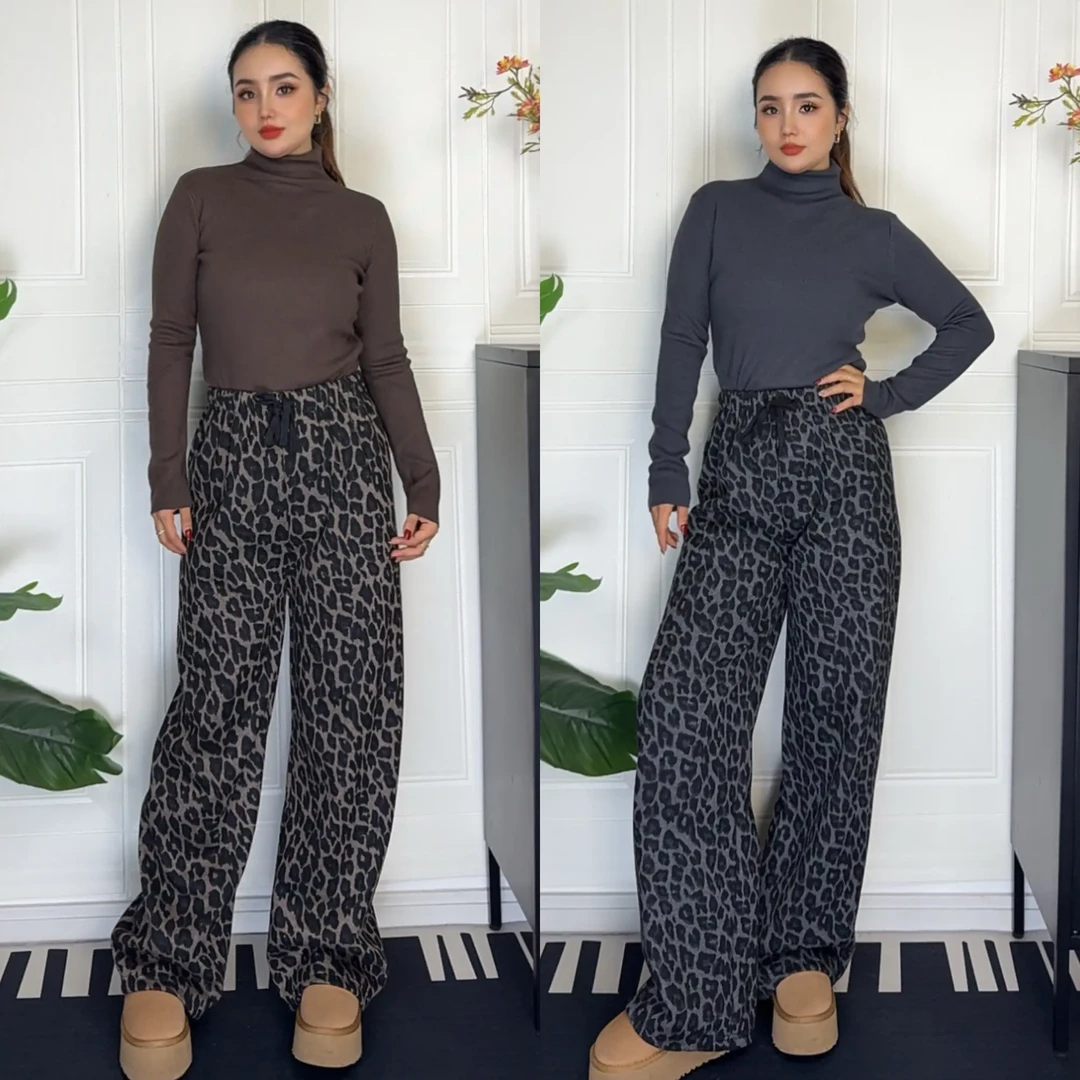 新款加厚套装高腰显瘦直筒阔腿加厚保暖裤套装