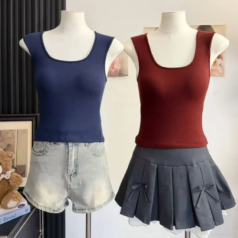 宽肩带安可拉红吊带背心女秋季新款甜辣防走光打底衫