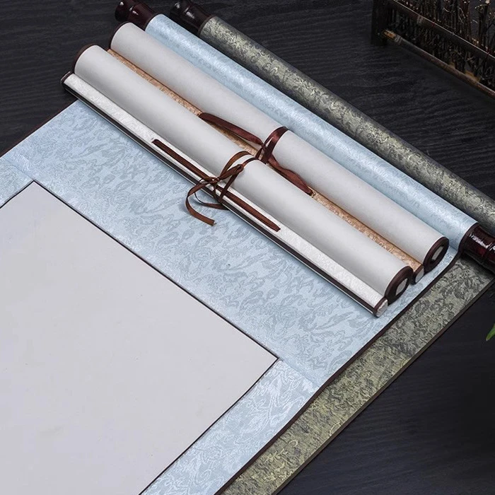 【五个装】加厚全绫装裱空白绫布卷轴画轴横批横幅画轴竖轴挂轴