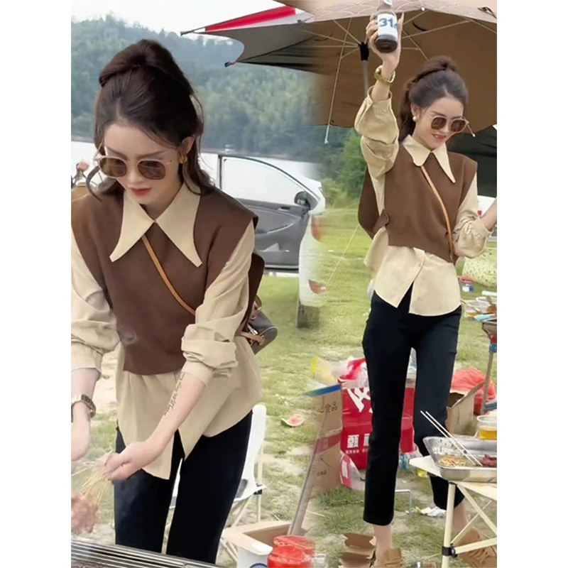 休闲套装女2025新款爆款洋气时尚衬衫裤子两件套港味减龄气质显瘦