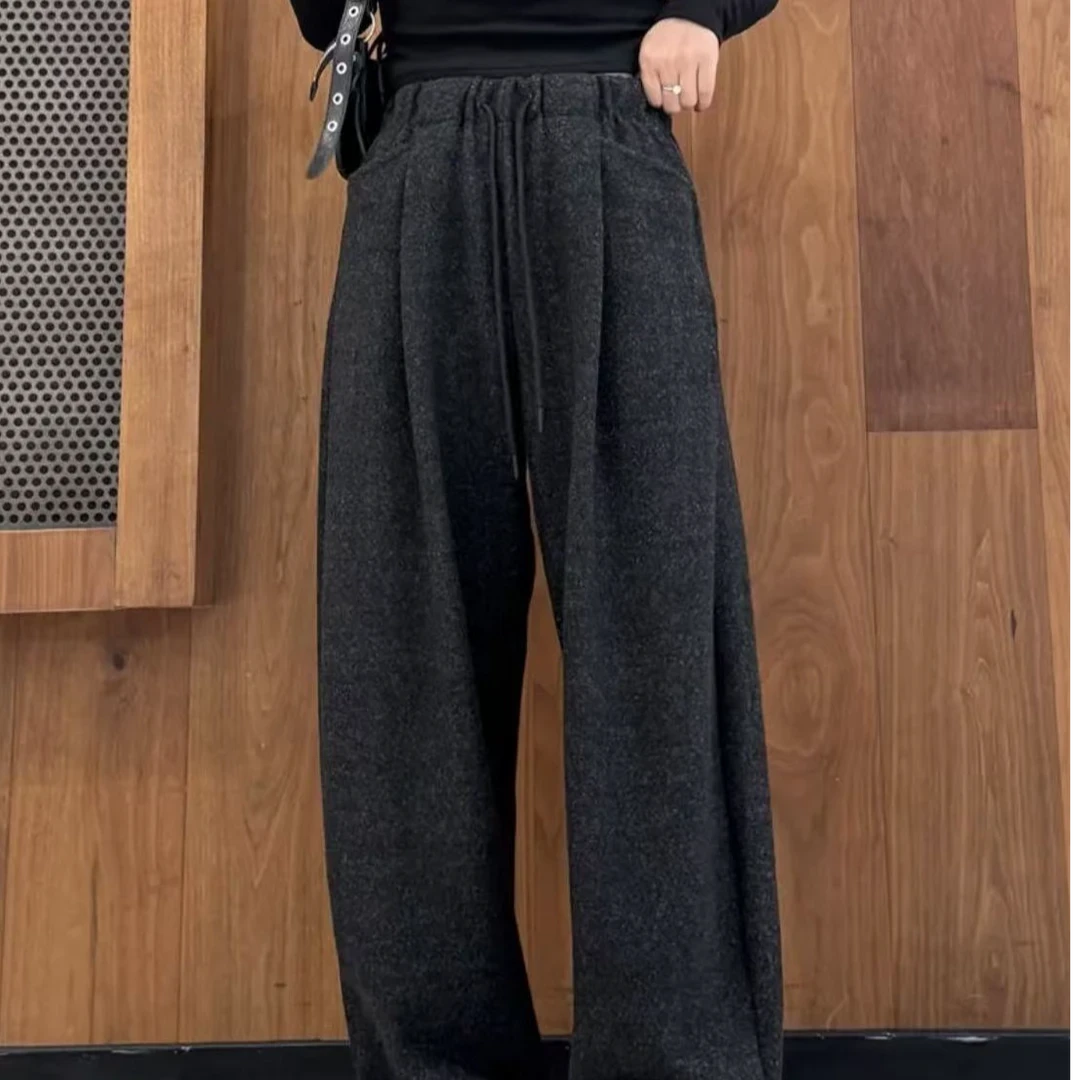 日韩系羊绒小个子云朵绒加绒灯笼气球阔腿裤女秋冬休闲香蕉裤