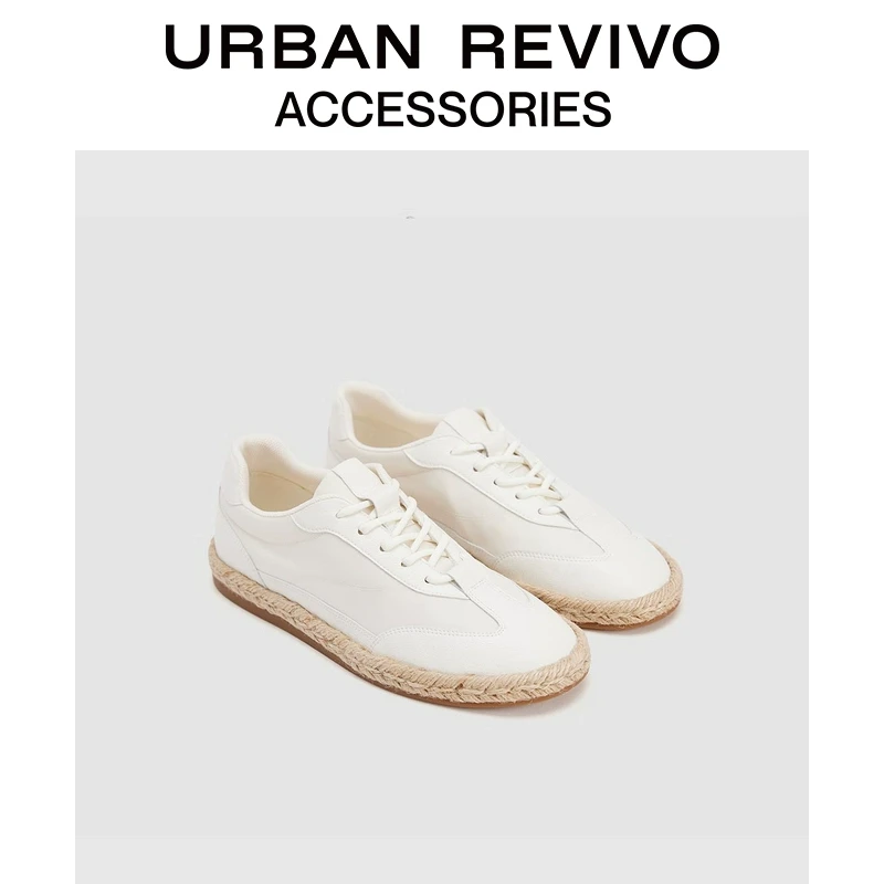 URBAN REVIVO2025春季新款女假日感草编鞋底运动鞋UAWS50023