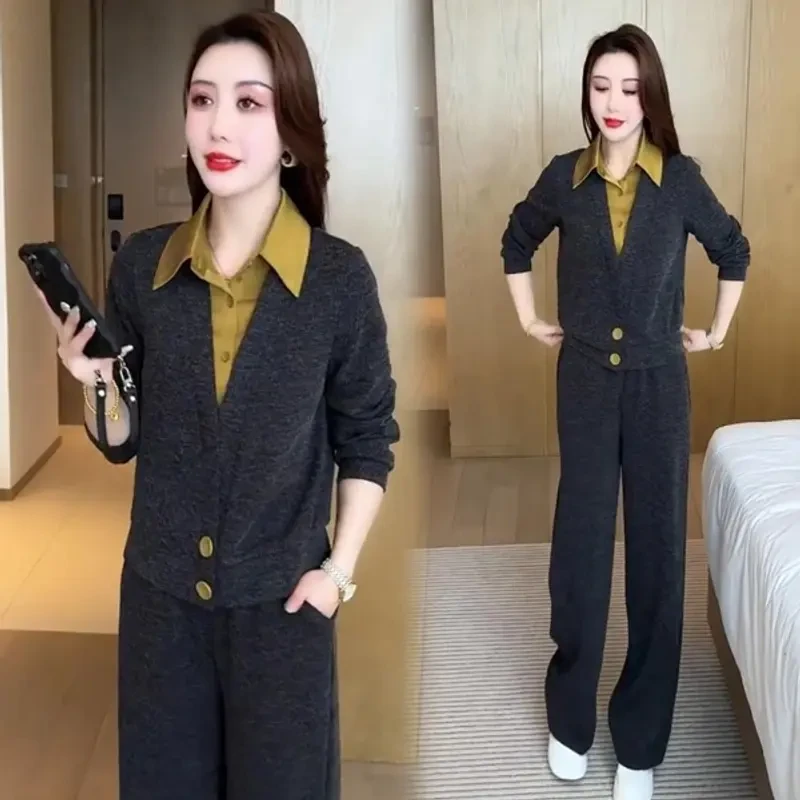 休闲减龄套装女2025春季新款显瘦洋气韩版气质时尚减龄长裤两件套