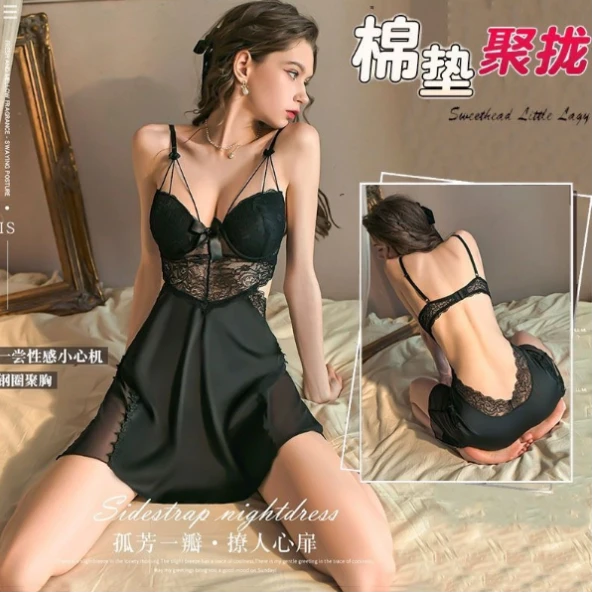 a52❤️【棉垫聚拢】浪漫性感蕾丝轻奢修身睡衣家居服