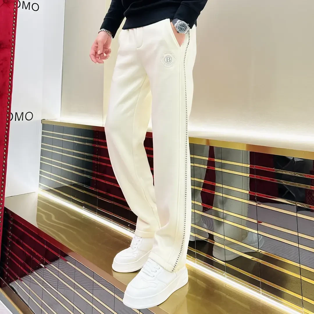 2025男士春季新款潮流休闲裤百搭弹力直筒织带修身高品质爆款卫裤