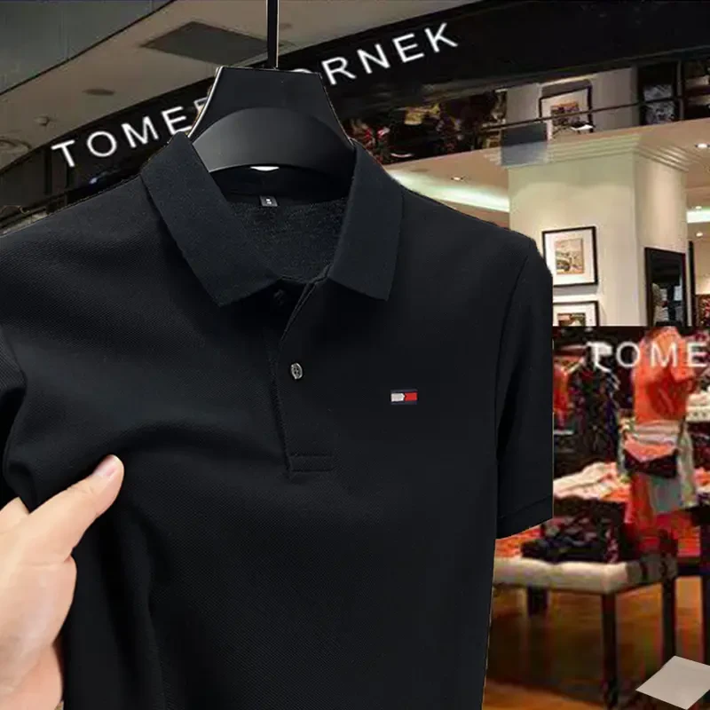 美国TOMMY汤米纯棉POLO衫夏季男士短袖商务休闲T恤刺绣轻奢透气