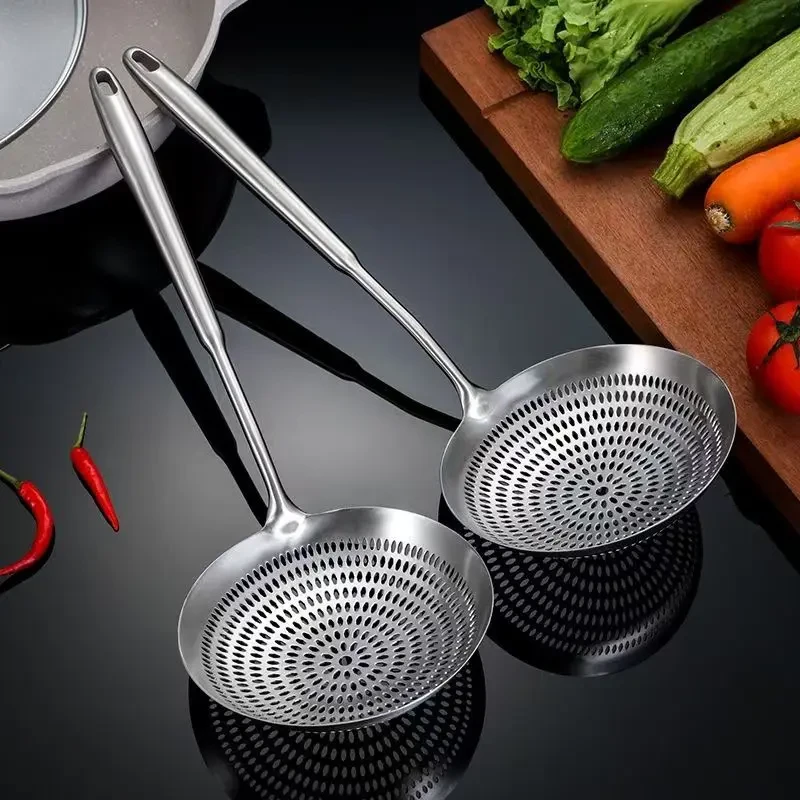 莲花漏勺过滤一体成型家用商用加厚滤油捞饺子油炸火锅炒菜锅铲子