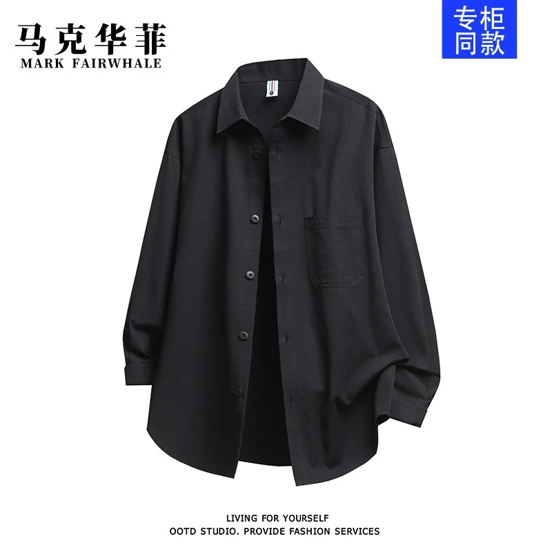 马克华菲男士2025秋季新款长袖工装衬衣美式休闲衬衫百搭宽松外套