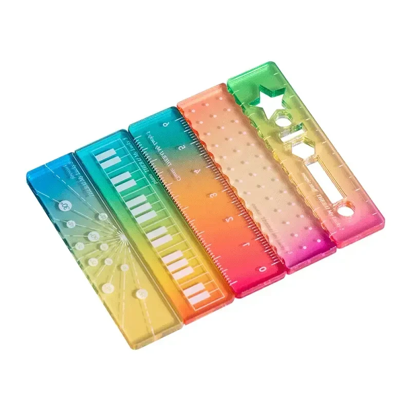 卡通掌心尺称心如意迷你直尺学生手账口袋便捷渐变尺子彩色炫彩