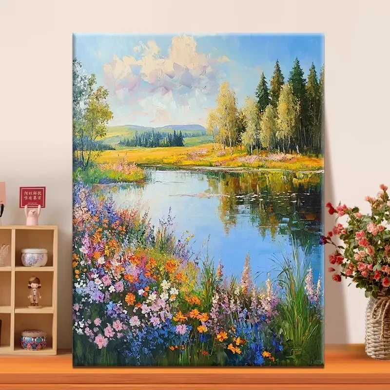 (池畔夏梦）diy数字油画高品质手工填涂色解压治愈送礼丙烯装饰画
