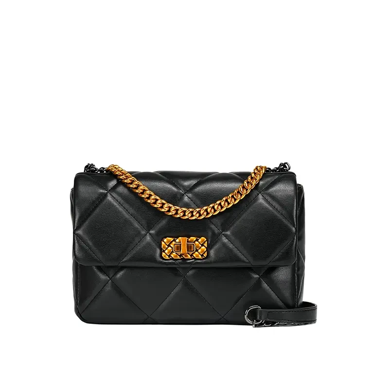 小香风轻奢时尚百搭女士黑色经典单肩菱格包3081库存一单拼手速