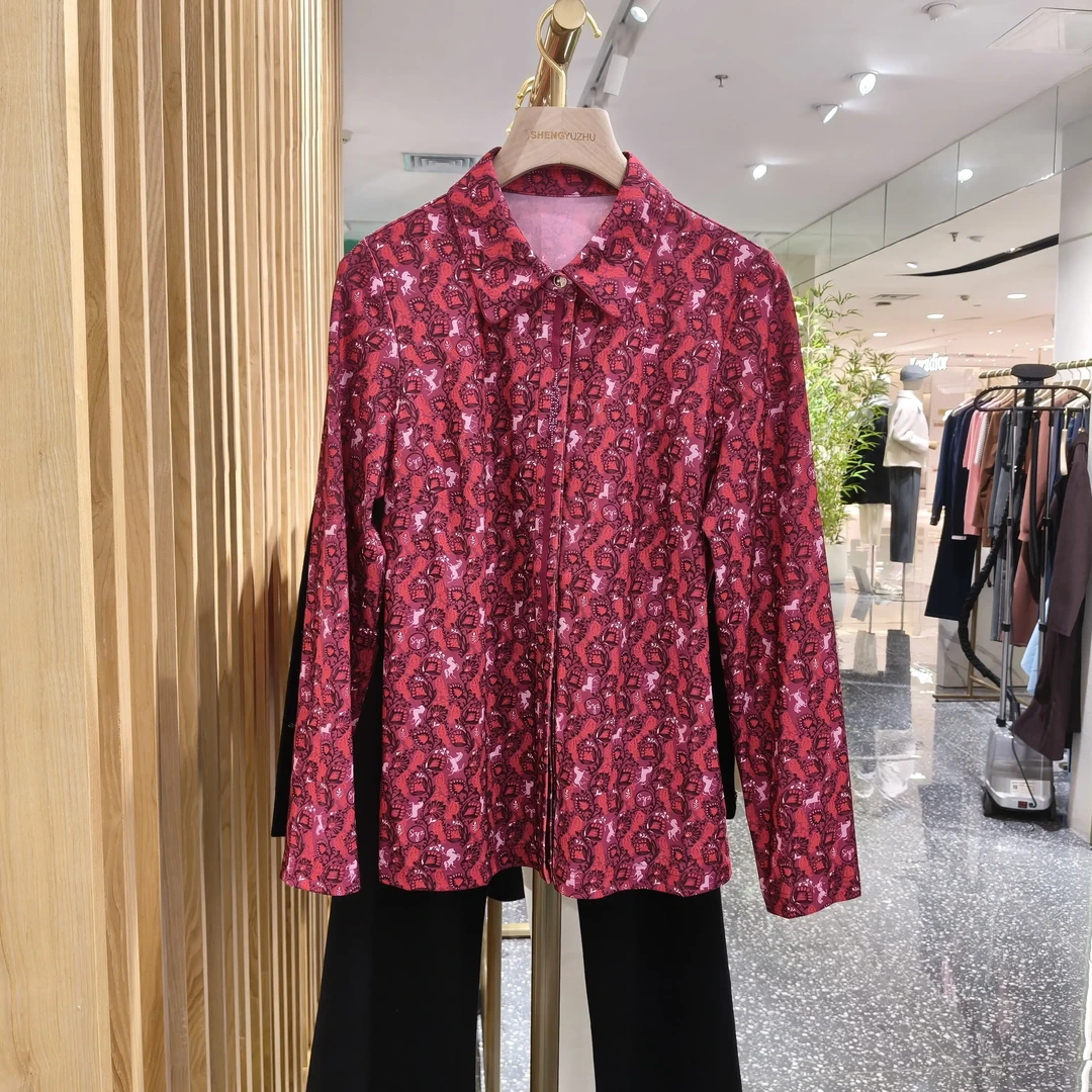 声雨竹1S004长袖绣花领带衬衫休闲网红衬衣优雅百搭彰显气质