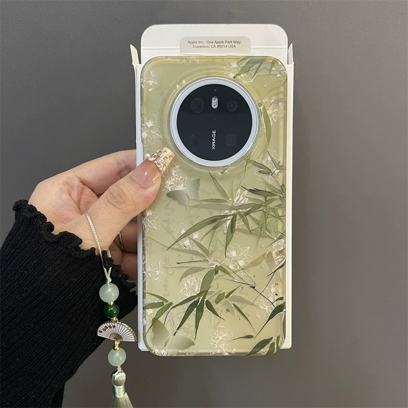 新中式绿色竹子适用华为mate70/60pro+手机壳pura70pro蝴蝶男女款