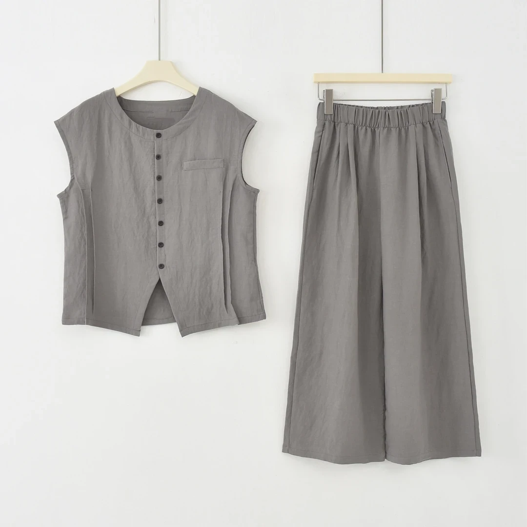 气质马甲两件套夏季2025新款洋气百搭休闲阔腿裤时尚套装L0208