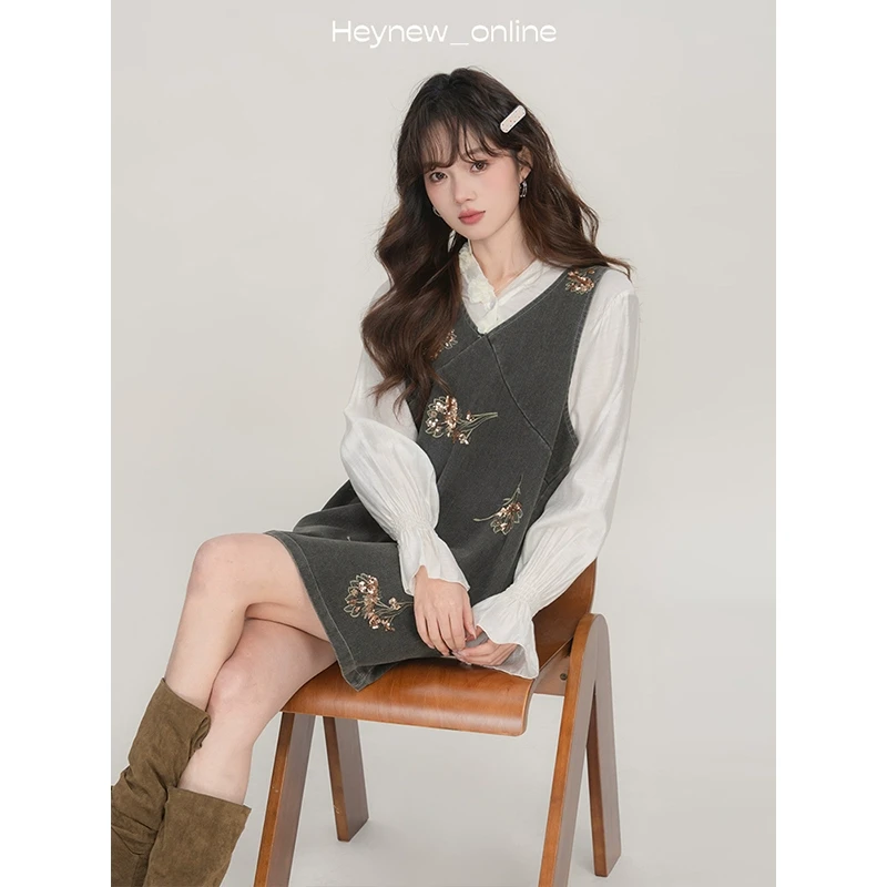 LOVEHEYNEW立体小花套装裙裙子夏季复古春夏-250042HN